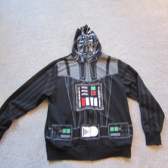 Star Wars Mens Black Hoodie Zipper Sweatshirt Screen Printed Darth Vader Size XL - Picture 1 of 14